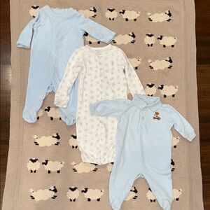 Ralph Lauren Blue and White One Piece Footies